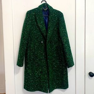 J. Crew Green Italian Tweed Daphne Topcoat
